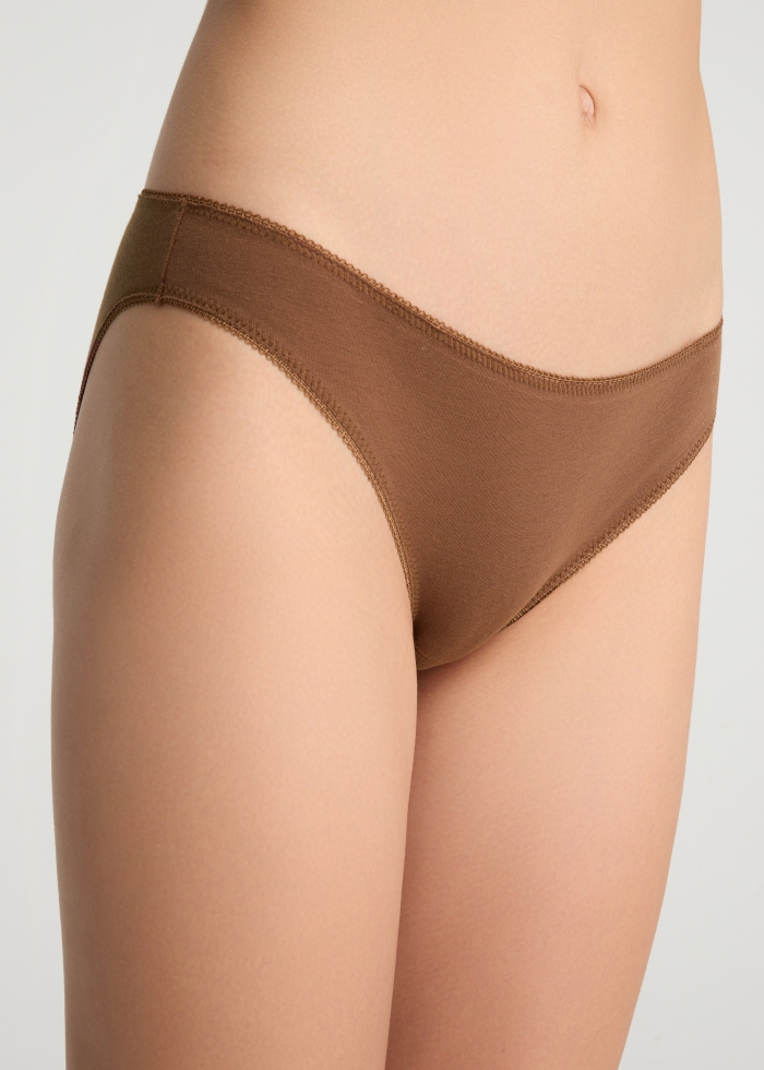 Travel memories．Low Rise Cotton High-cut Picot Elastic Brief Panty（Fudgesickle）