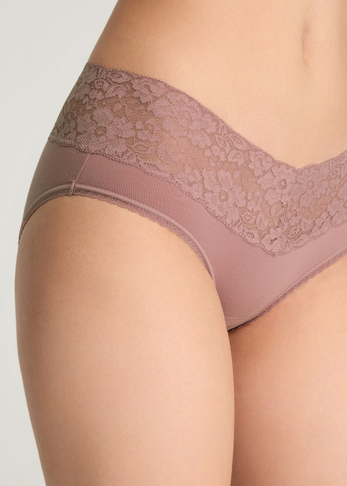 Every Day．Mid Rise Cotton V Lace Waist Brief Panty（Ash Rose）