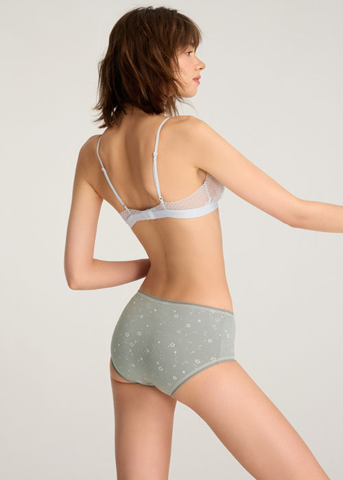 XXL Daily Routine．High Rise Cotton Picot Elastic Brief Panty（Stars Pattern）