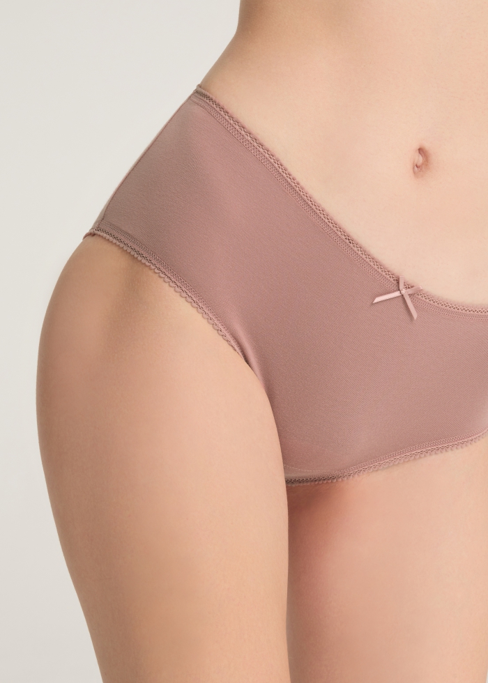 XXL Every Day．High Rise Cotton Picot Elastic Brief Panty（Ash Rose）