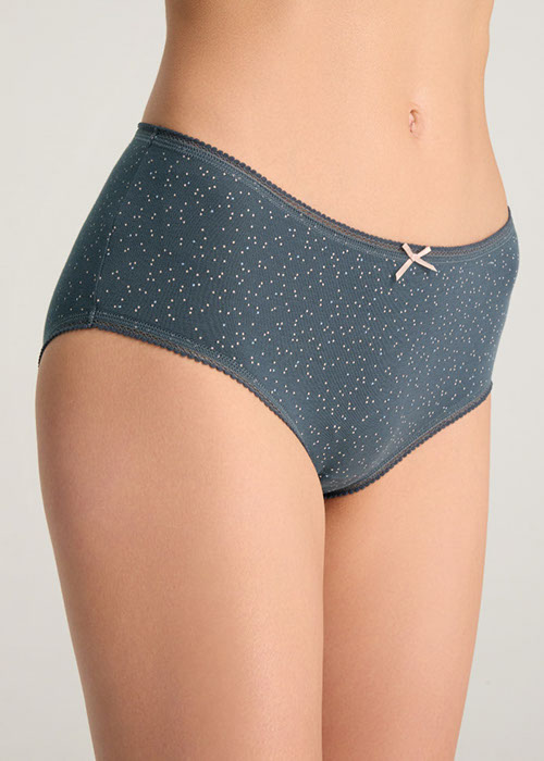 XXL Daily Routine．High Rise Cotton Picot Elastic Brief Panty（Dotted Pattern）