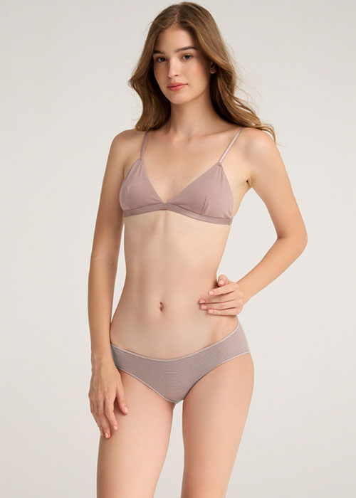 Every Day．Low Rise Cotton Flat Elastic Brief Panty（Sphinx Gray Stripe）