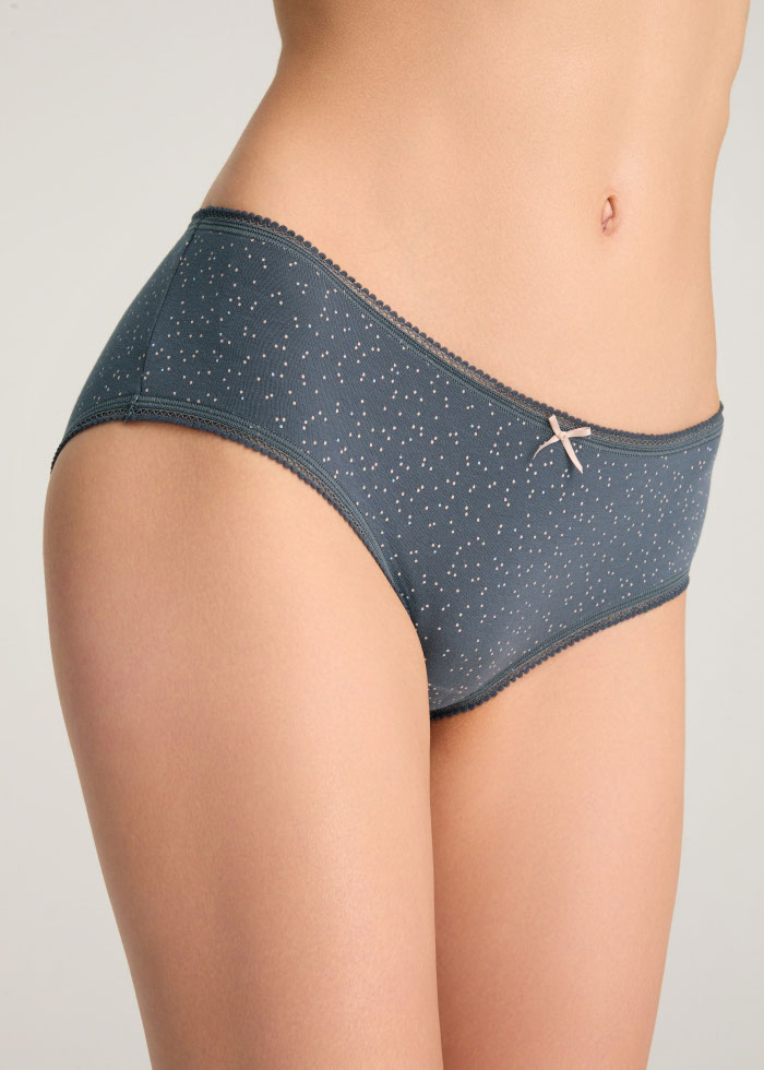 Every Day．Mid Rise Cotton Picot Elastic Brief Panty（Dotted Pattern）