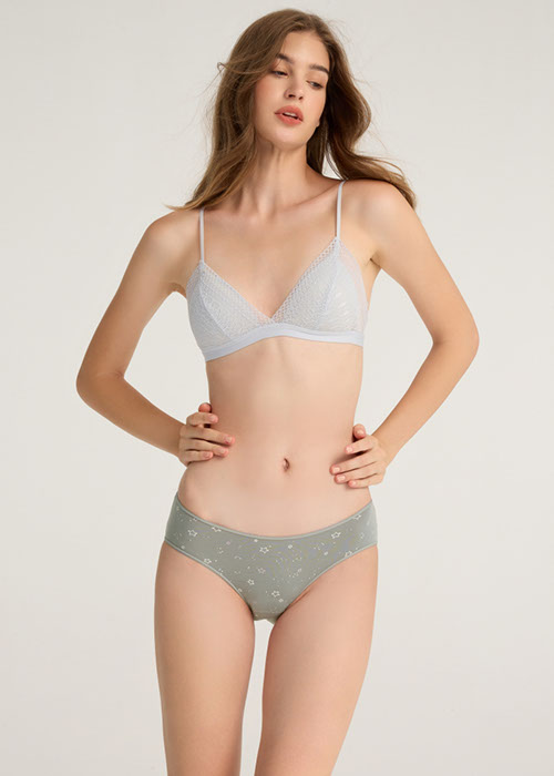 Every Day．Low Rise Cotton Flat Elastic Brief Panty（Stars Pattern）