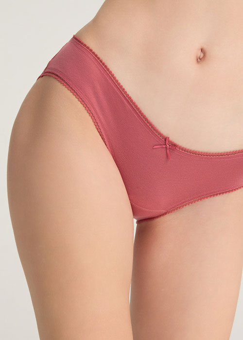 Every Day．Low Rise Cotton Picot Elastic Brief Panty（Claret Red）