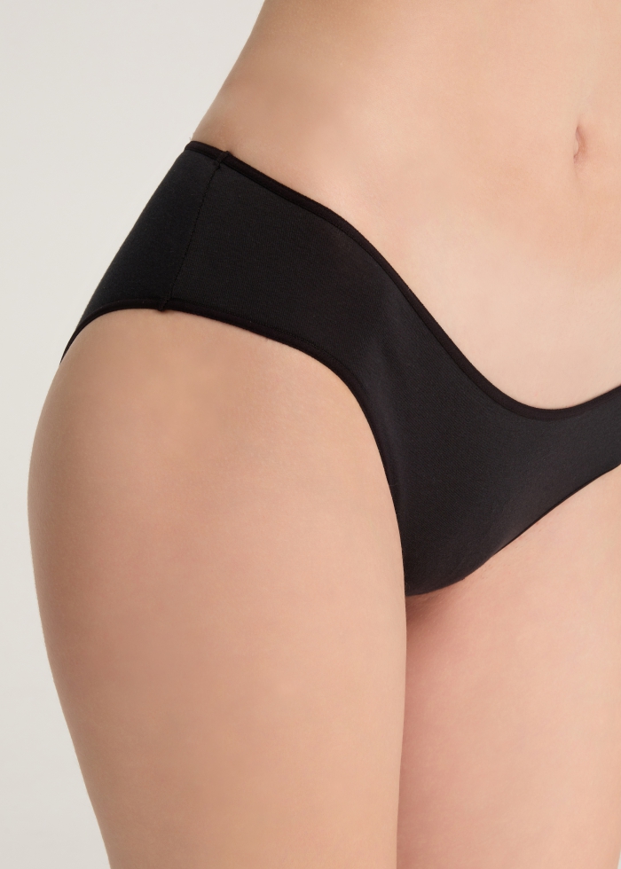 Every Day．Low Rise Cotton Flat Elastic Brief Panty（Black）