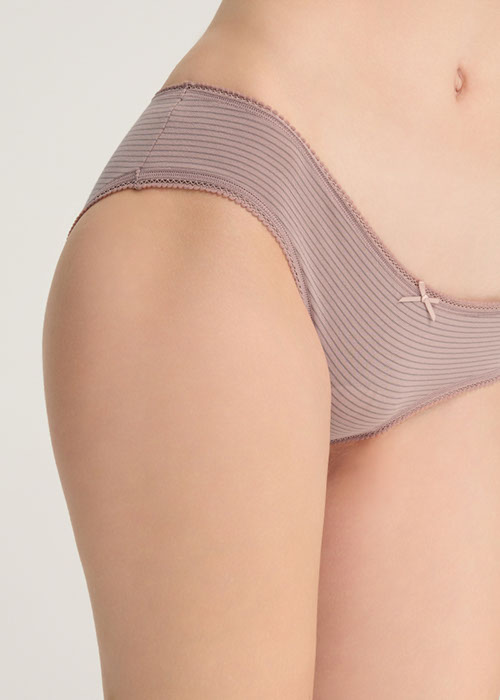 Every Day．Low Rise Cotton Picot Elastic Brief Panty（Sphinx Gray Stripe）