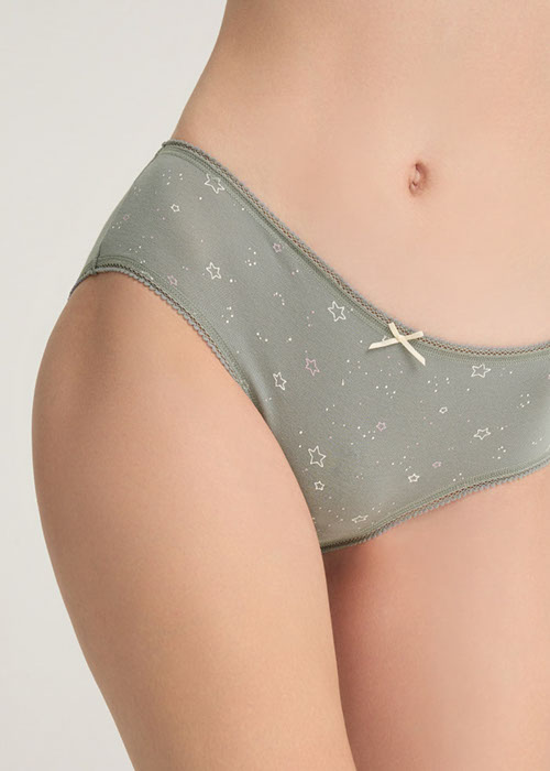 Every Day．Mid Rise Cotton Picot Elastic Brief Panty（Stars Pattern）