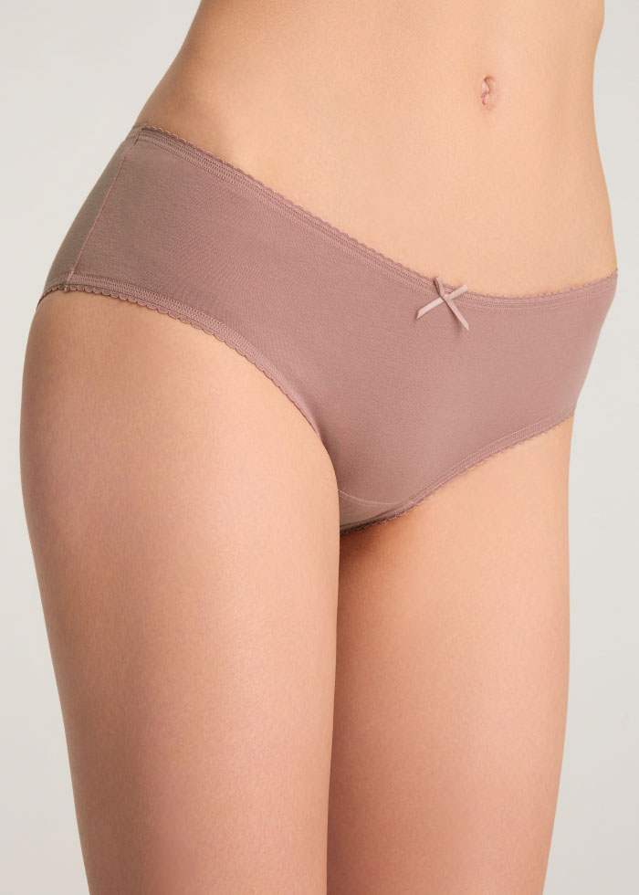 Every Day．Mid Rise Cotton Picot Elastic Brief Panty（Ash Rose）