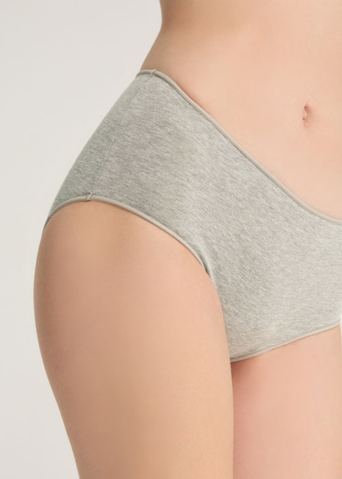 XXL Every Day．High Rise Cotton Flat Elastic Brief Panty（Medium Heather Grey）