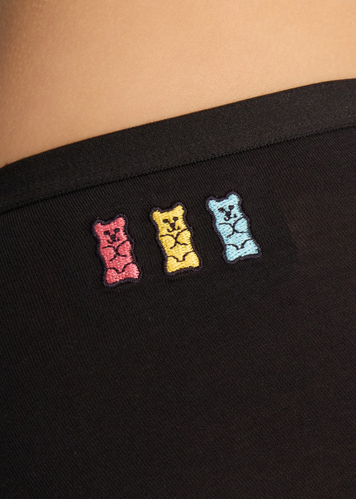 XXL Newtro．高腰生理褲(黑-刺繡小熊軟糖)