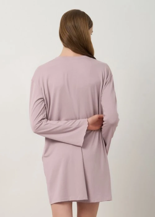 連身_秋日晴空．傘狀密拷長袖罩杯睡衣(多維爾粉-愛心熊)