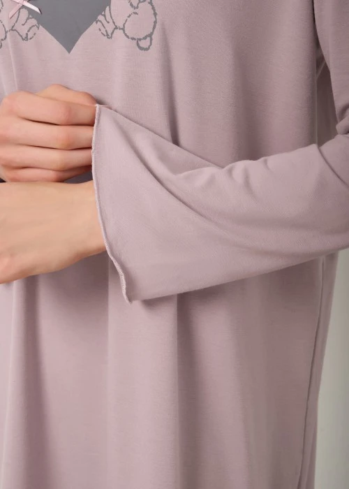 連身_秋日晴空．傘狀密拷長袖罩杯睡衣(多維爾粉-愛心熊)