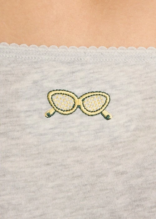 Timeless Elegance．Mid Rise Cotton Picot Elastic Brief Panty（Heather Gray）