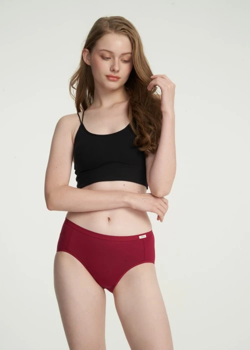 Classic．Mid Rise Cotton Brief Panty（Red Dahlia）