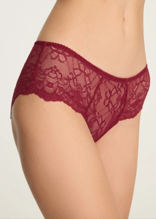 經典純色．訂製蕾絲中腰三角內褲(海鹽紅)