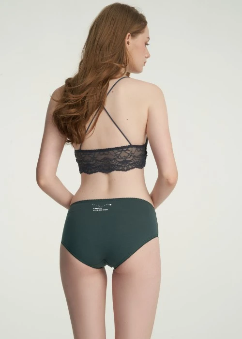 XXL 秋日呢喃．花邊高腰三角內褲（森綠-彈跳網球）