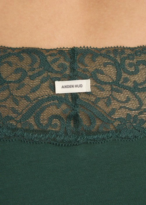 Classic．Mid Rise Cotton V Lace Waist Brief Panty(Green Gables)