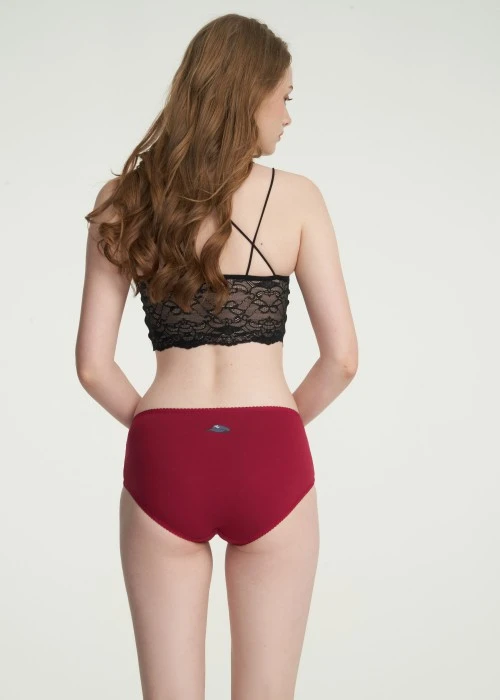 秋日呢喃．花邊高腰三角內褲（海鹽紅-網球帽）