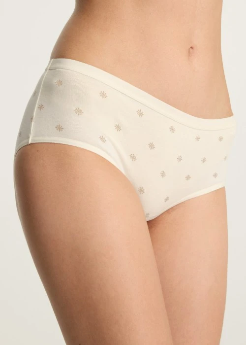 XXL 秋日呢喃．緊帶高腰三角內褲（和風米-幾何花）