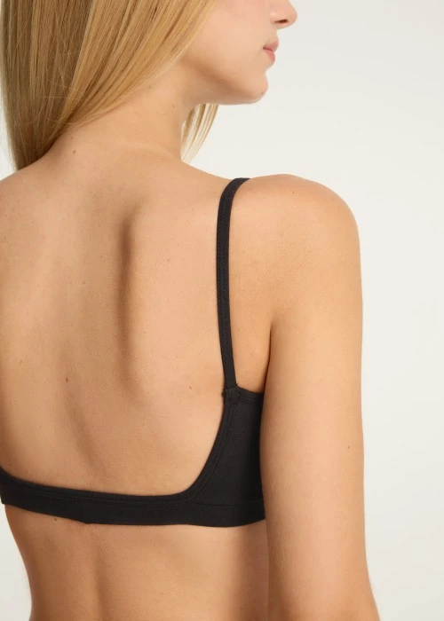 Timeless Elegance．一片杯棉質露背短版 Bra Top(黑)