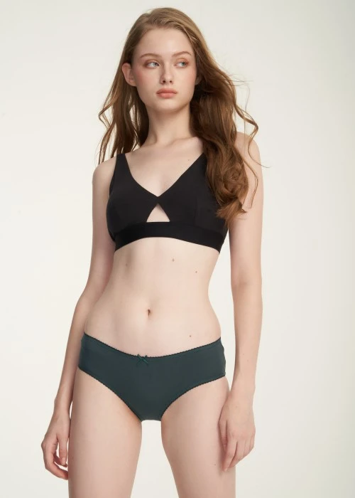 Classic．Mid Rise Cotton Picot Elastic Brief Panty（Green Gables）