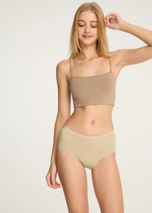 XXL Fortune．High Rise Cotton Period Brief Panty(Irish Cream)