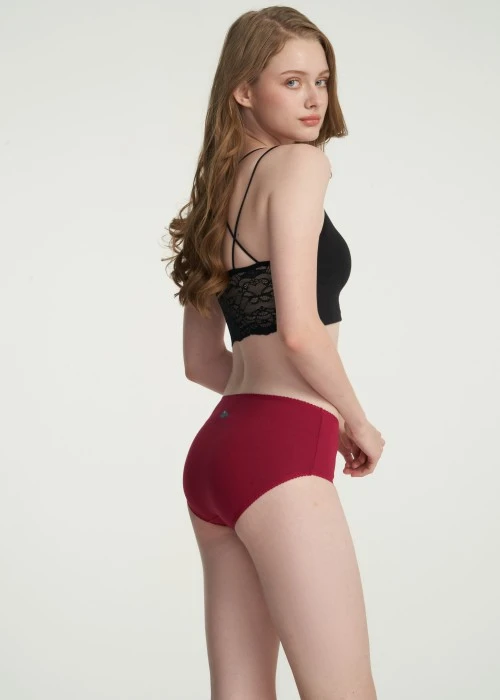 XXL 秋日呢喃．花邊高腰三角內褲（海鹽紅-網球帽）