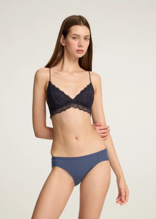 Timeless Elegance．Low Rise Cotton Brief Panty(Blue Indigo)