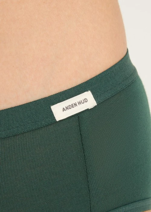 Classic．Mid Rise Cotton Lace Waist Period Brief Panty(Pine Grove)