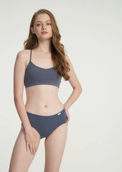 Classic．Mid Rise Cotton Brief Panty(Green Gables)