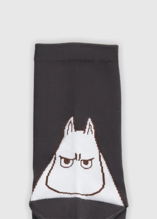 姆明系列．緹花中筒襪（深灰-生氣姆明）