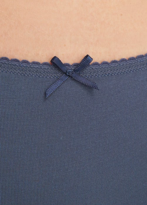 Hygiene Series．Mid Rise Cotton Picot Elastic Brief Panty（Blue Indigo）