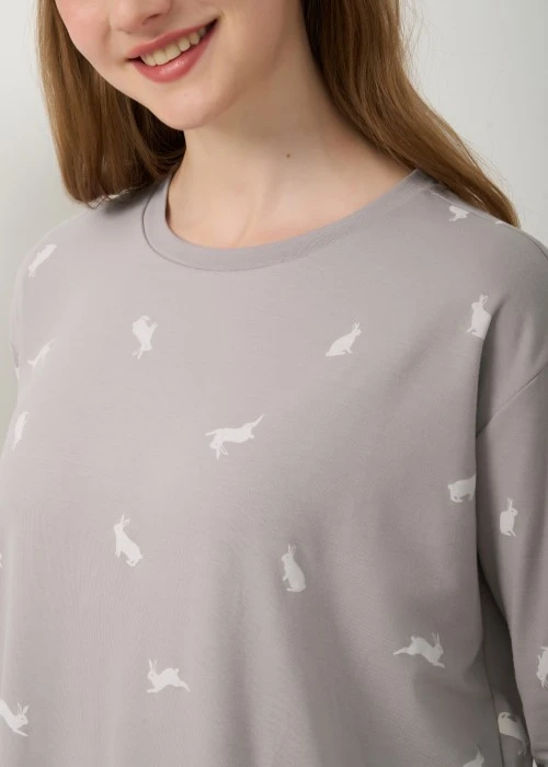 連身_秋日晴空．傘狀密拷長袖罩杯睡衣(多維爾粉-愛心熊)