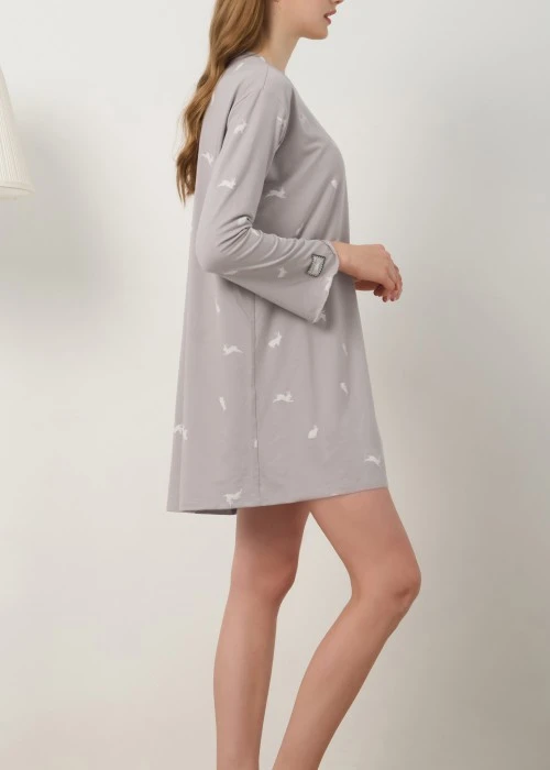 連身_秋日晴空．傘狀密拷長袖罩杯睡衣(多維爾粉-愛心熊)