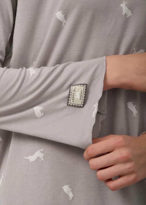 連身_秋日晴空．傘狀密拷長袖罩杯睡衣(多維爾粉-愛心熊)