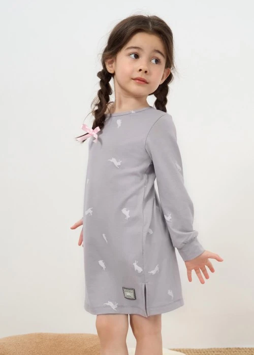 兒童連身_雪地蹦蹦．居家長袖開叉睡衣(多維爾粉-Kitten)