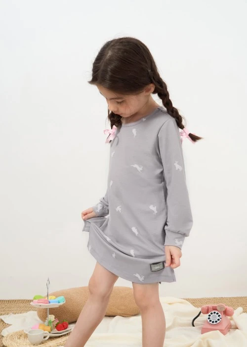 兒童連身_雪地蹦蹦．居家長袖開叉睡衣(多維爾粉-Kitten)