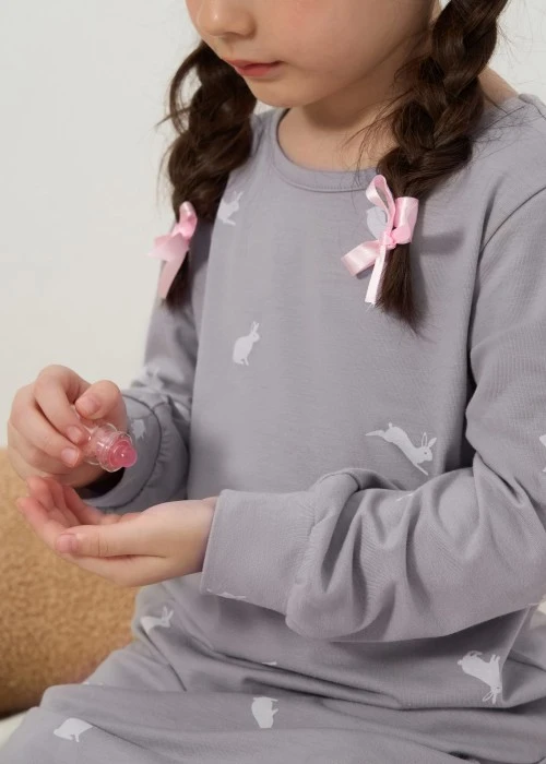 兒童連身_雪地蹦蹦．居家長袖開叉睡衣(多維爾粉-Kitten)