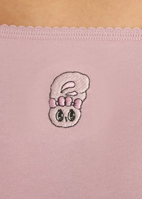 艾絲樂小兔系列．花邊高腰三角內褲（微風粉-刺繡粉兔）