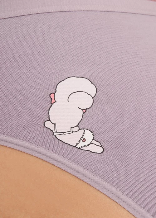 艾絲樂小兔系列．緊帶中腰三角內褲（花神紫-可愛內褲）