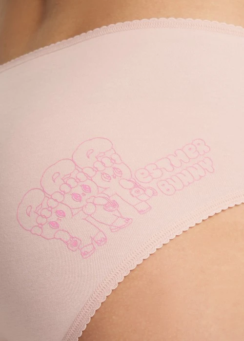 Esther Bunny Series．High Rise Cotton Picot Elastic Brief Panty(Lotus)