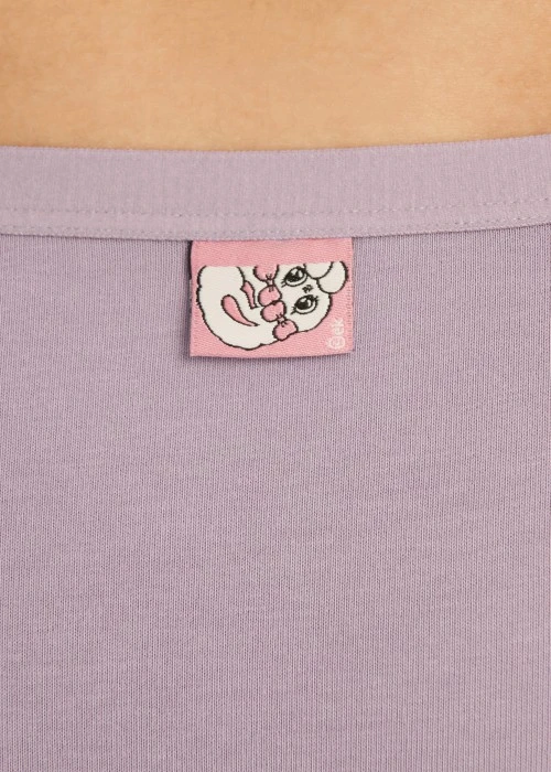 艾絲樂小兔系列．緊帶中腰三角內褲(芭蕾粉-刺繡白兔)