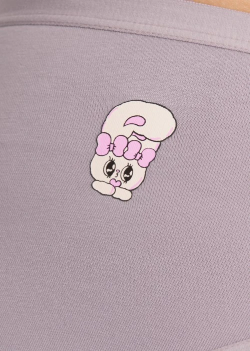 艾絲樂小兔系列．中腰三角內褲（花神紫-心心小兔）