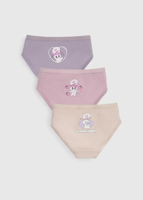 (3-Pack) Esther Bunny Series．Girls Brief Panty（Cute Everyday）
