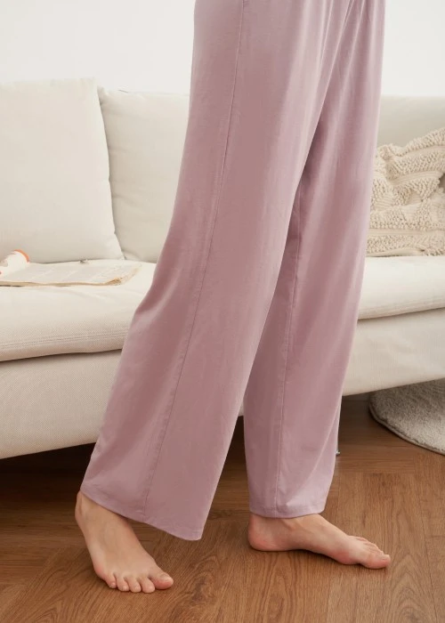 下身_秋日晴空．居家口袋長褲（人魚粉紫）