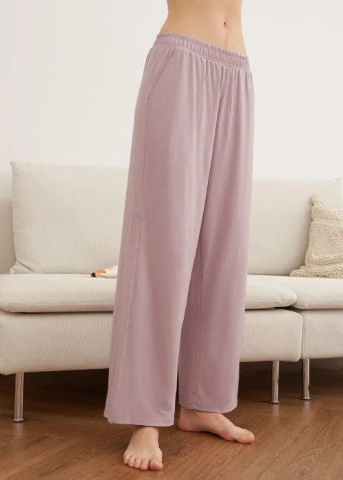 下身_秋日晴空．居家口袋長褲(人魚粉紫)