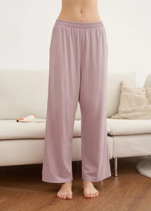 下身_秋日晴空．居家口袋長褲(人魚粉紫)