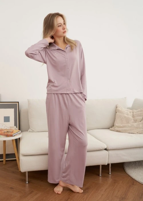 下身_秋日晴空．居家口袋長褲(人魚粉紫)