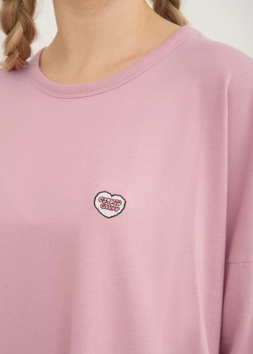 連身_艾絲樂小兔系列．落肩口長袖袋睡衣(微風粉-Fans)